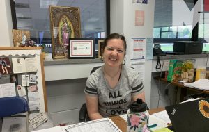 Math teacher Kayla Moylan left the Little Sister of the Lamb and now works as a teacher at Bishop Miege.