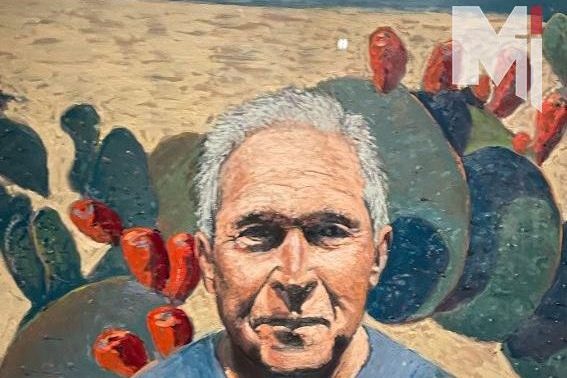 Portrait of George W. Bush among cacti. This piece is one of 66 on display at the Harry S. Truman Presidential Library & Museum and will be featured there until Dec. 31.