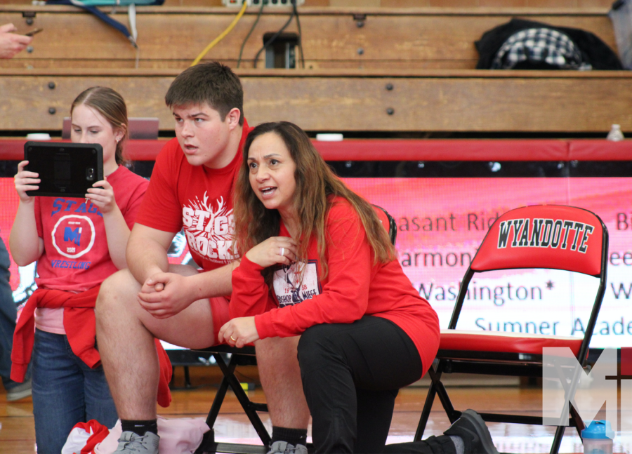 Martha+Drone+coaches+the+wrestling+team+at+the+Wamego+Classic+Wrestling+Tournament.++