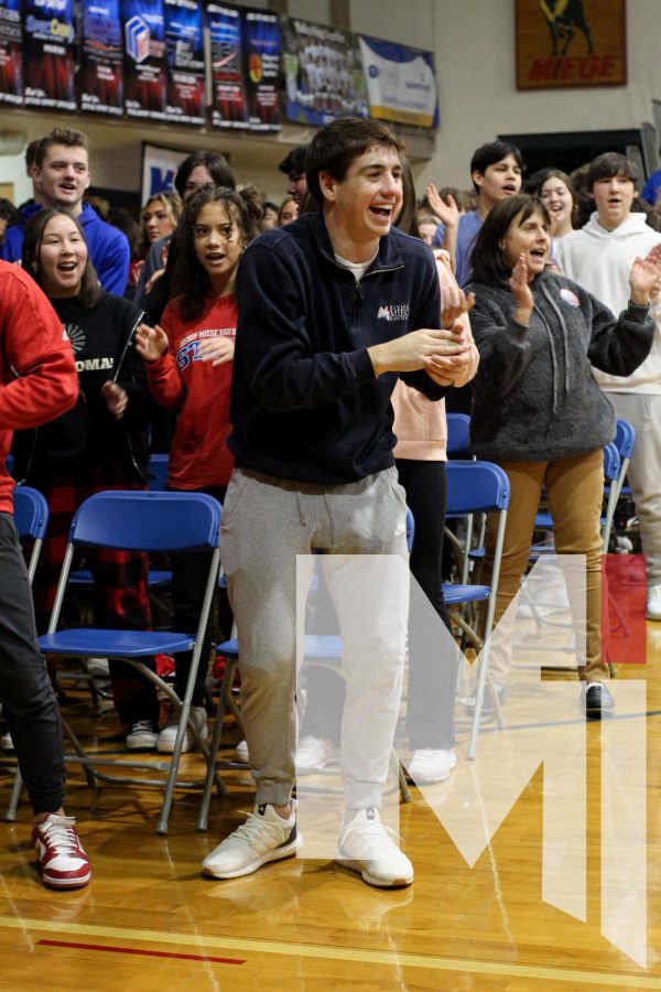 Moving and grooving, senior Jimmy Welsh dances at the Black History Month assembly on Feb. 3. During the assembly, the speaker ValLimar Jansen taught dance moves, quotes, songs and teachings. “This was the best assembly I have ever been to in my entire life,” Welsh said
