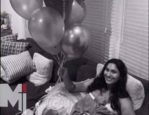 Avery Harris recovers at home after her ACL surgery.