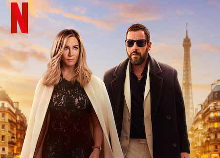 Adam Sandler and Jennifer Aniston star in Murder Mystery 2 on Netflix. 