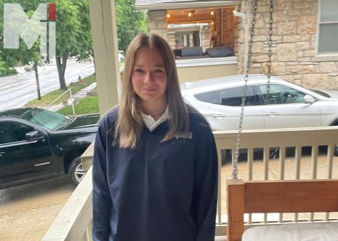 Sophomore transfer Myah Cole gets ready to attend her first day at Miege. Cole compares differences between her previous school, Olathe West, and Miege.