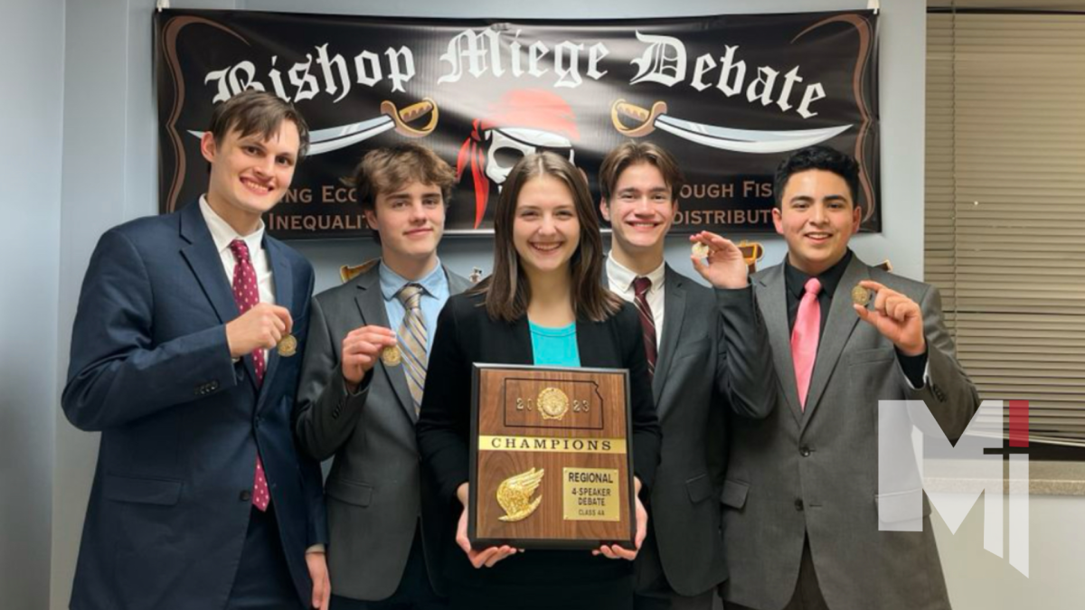 The 4-speak, 1st place debate team celebrating after the regionals tournament.