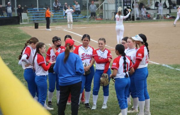 Head Coach Kelly Latendresse takes a timeout to advise and uplift the team during a game. The girls compete in 16 regular season games from schools all over the metro. 