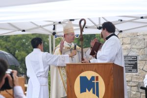 Archbishop dedicates Our Lady of Lourdes Grotto Despite Rain